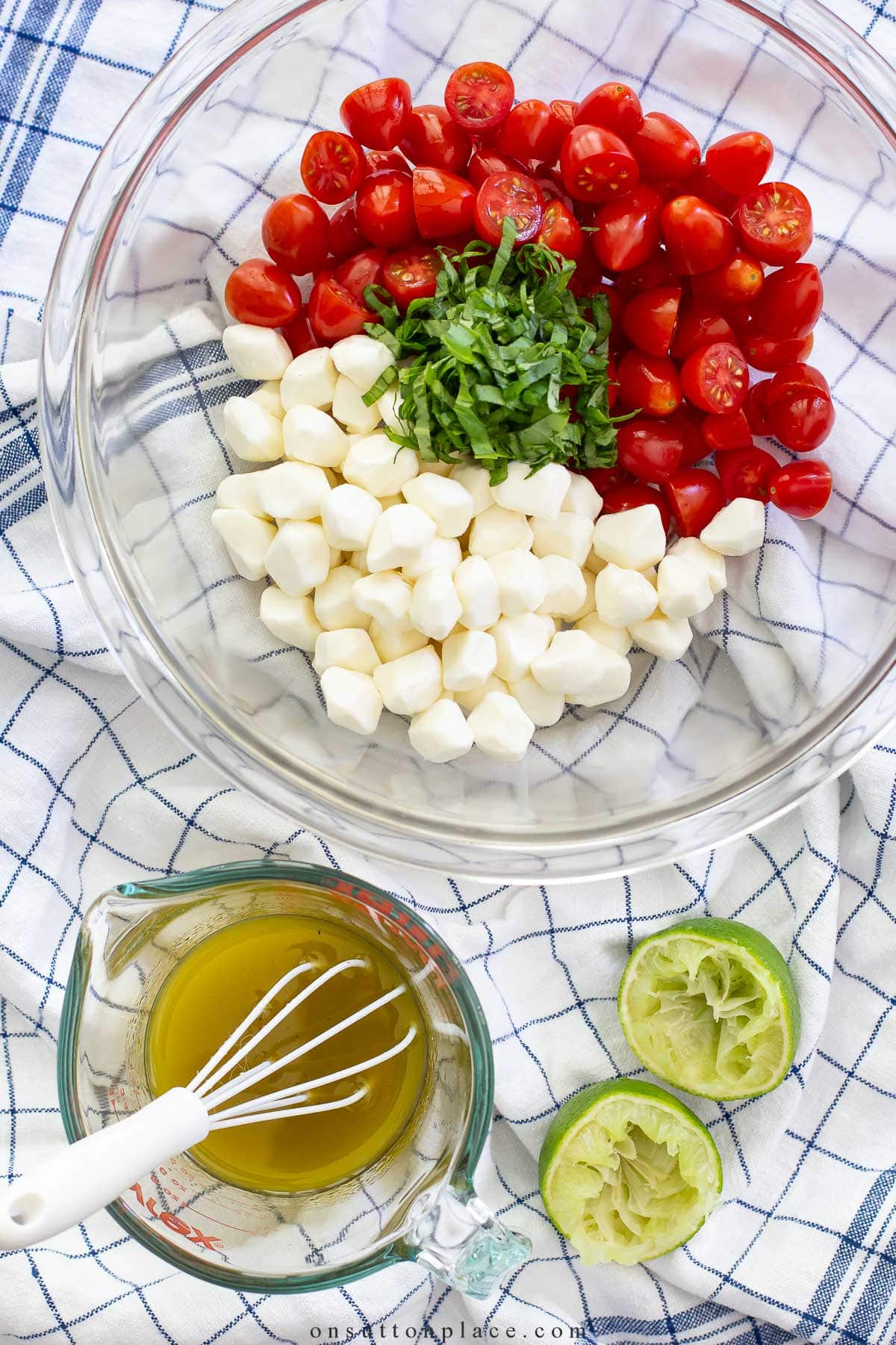 caprese salad with olive oil lime dressing