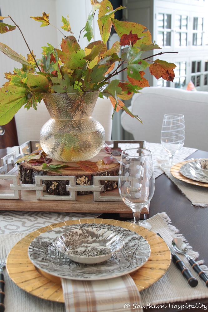 Setting a Thanksgiving table