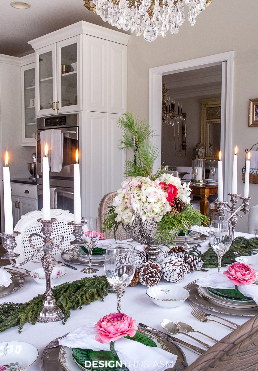Christmas table setting in the kitchen
