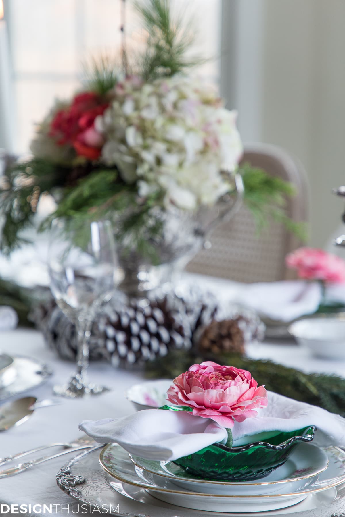 Christmas table setting in the kitchen