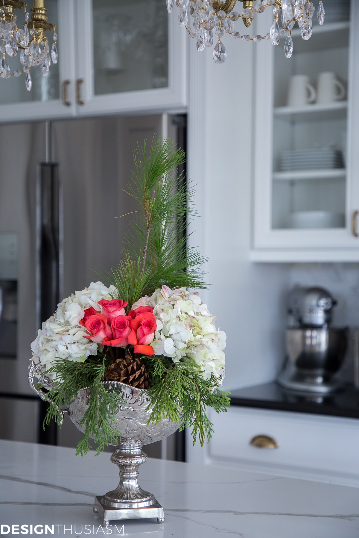 Christmas table setting in the kitchen floral