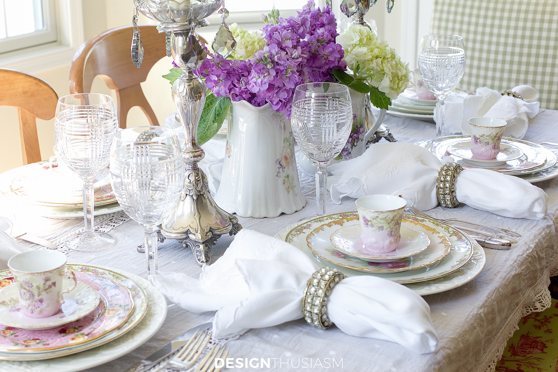 vintage china tablescape