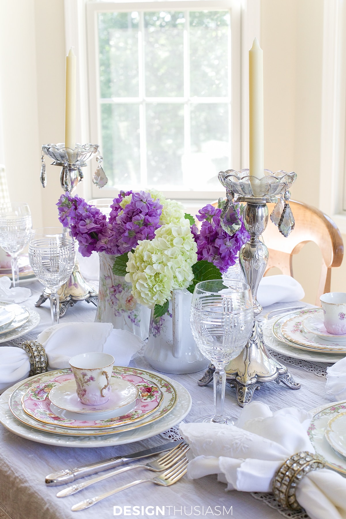 vintage china tablescape