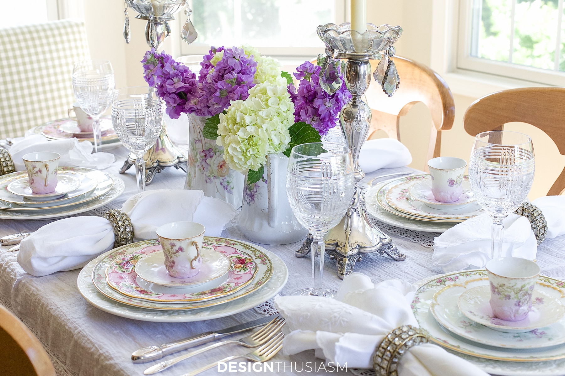 vintage china tablescape