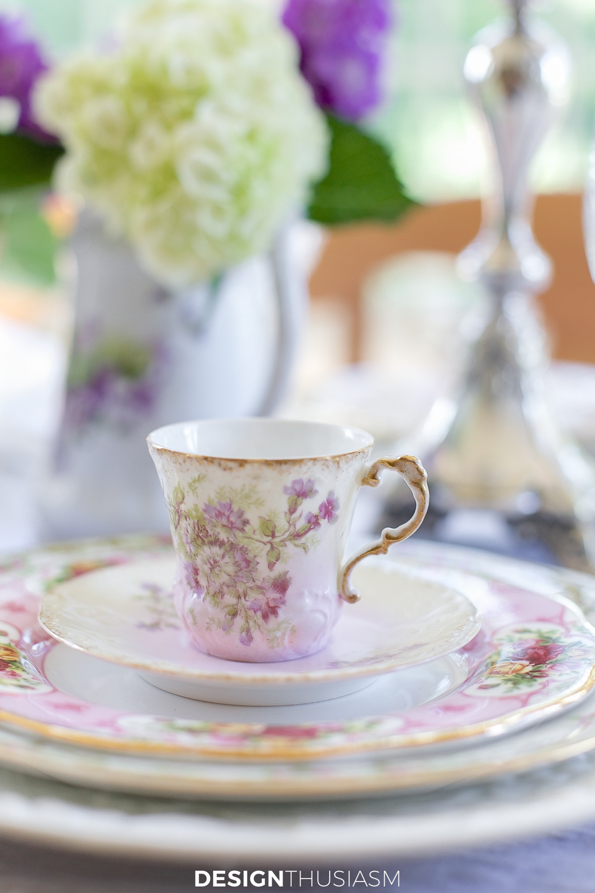 vintage china tablescape demi tasse cup