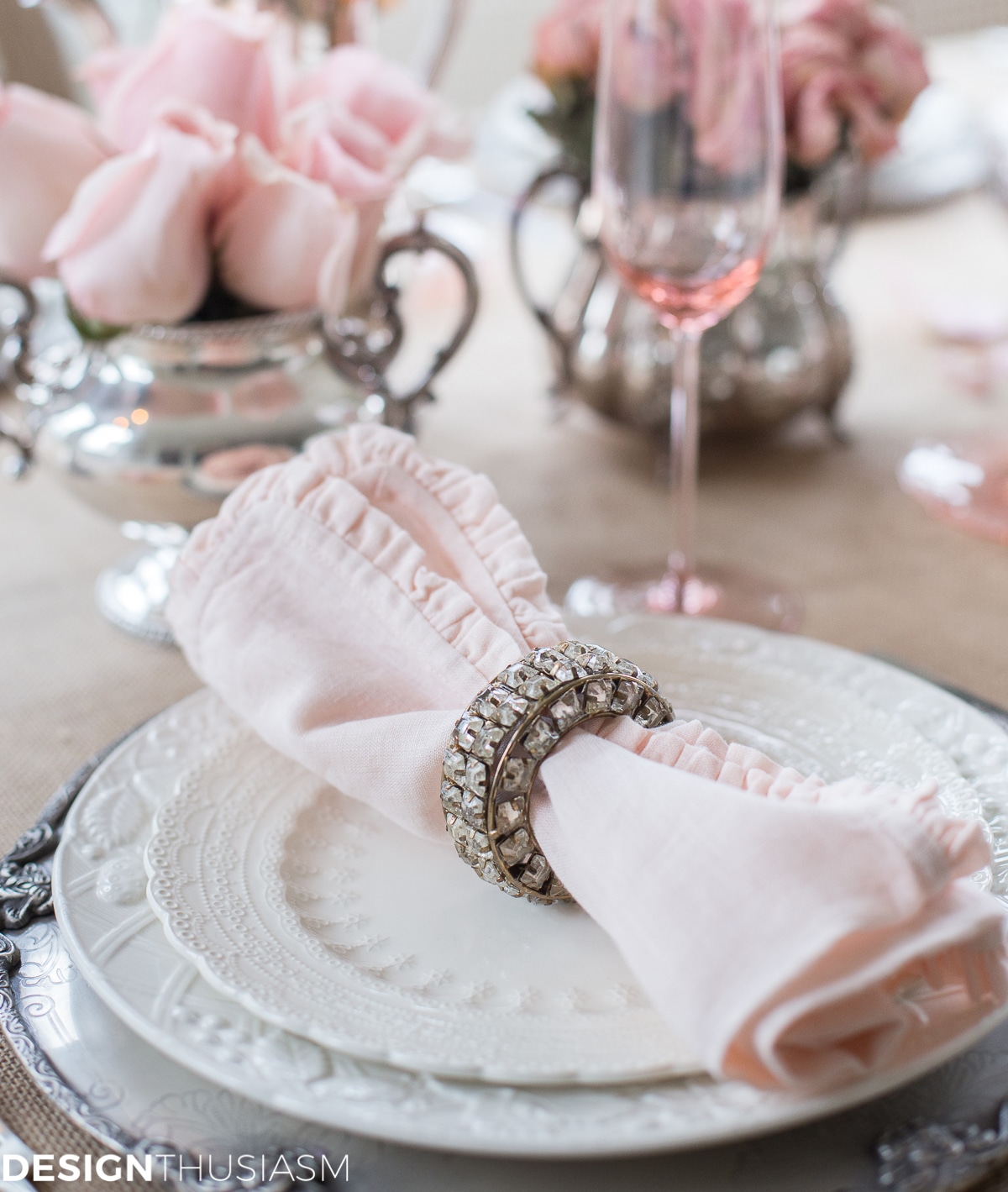 Valentine's Day Tablescape place setting