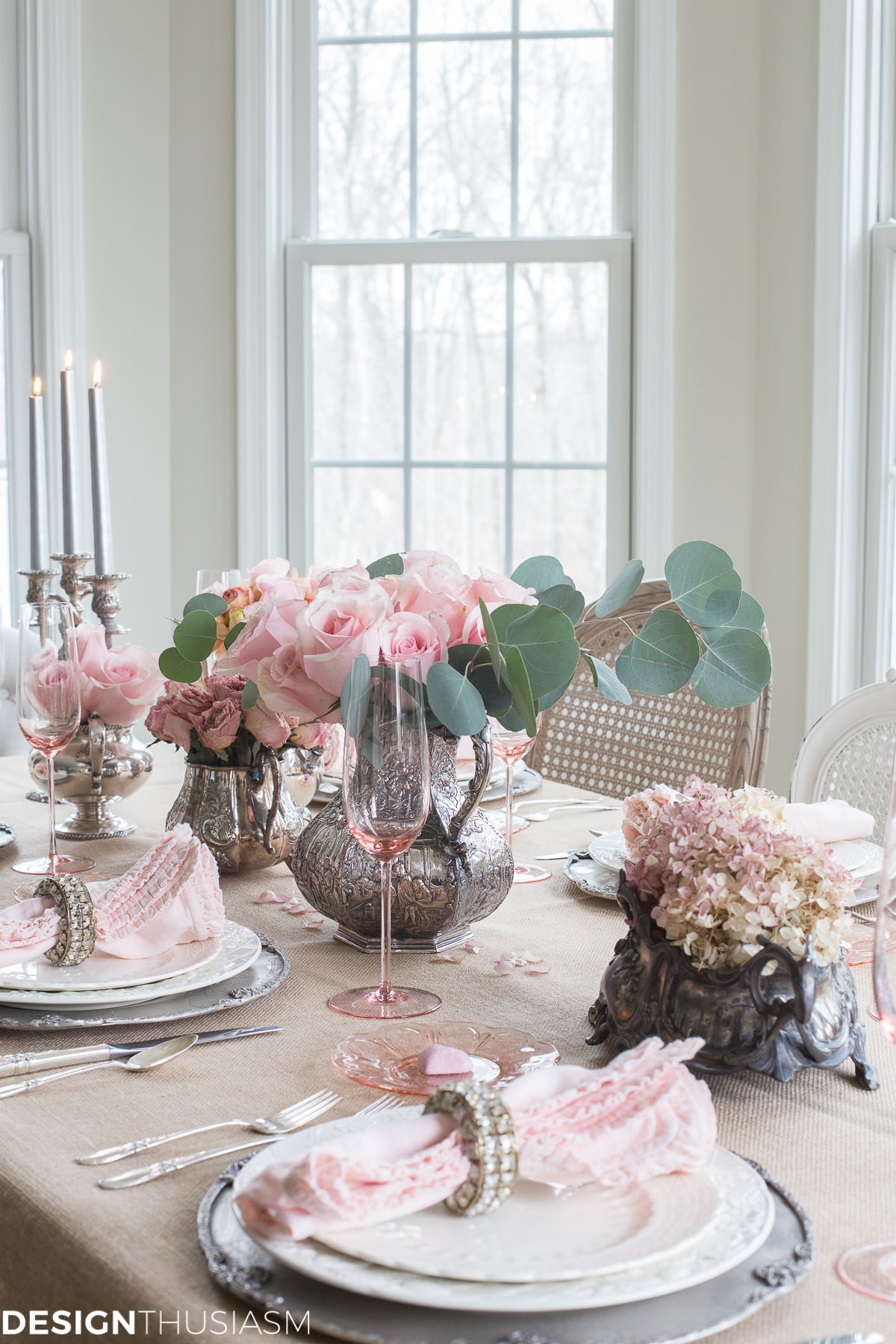 rustic romantic Valentine's Day Tablescape