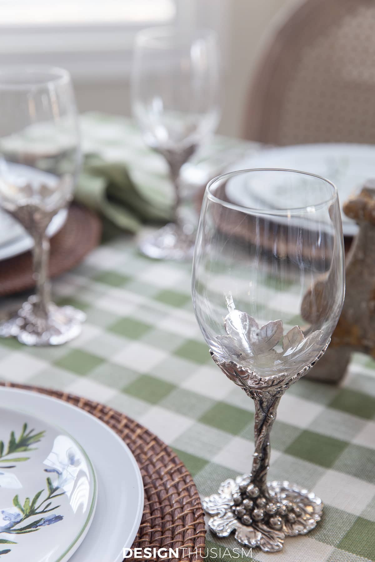 silver stem wine goblet