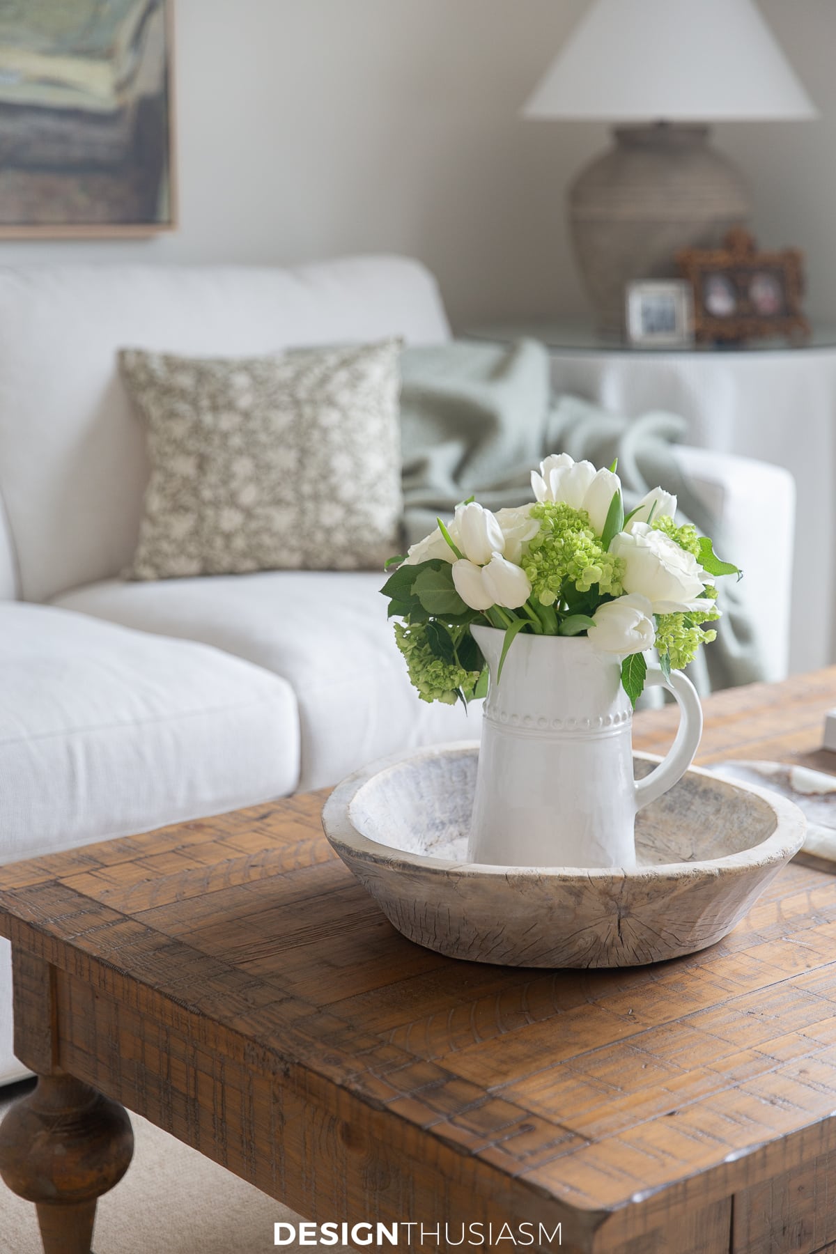 spring floral on a coffee table