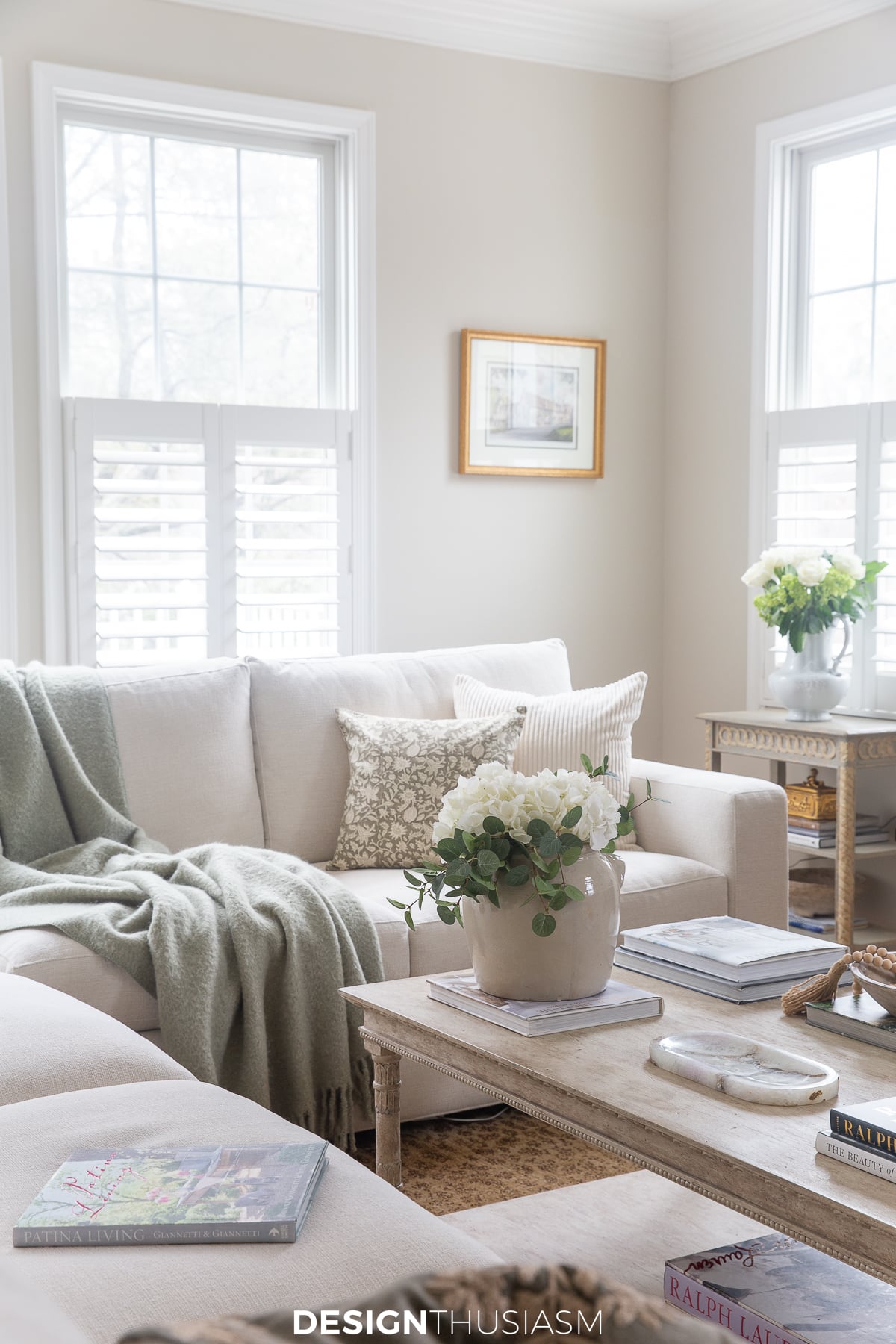 hints of spring in the family room