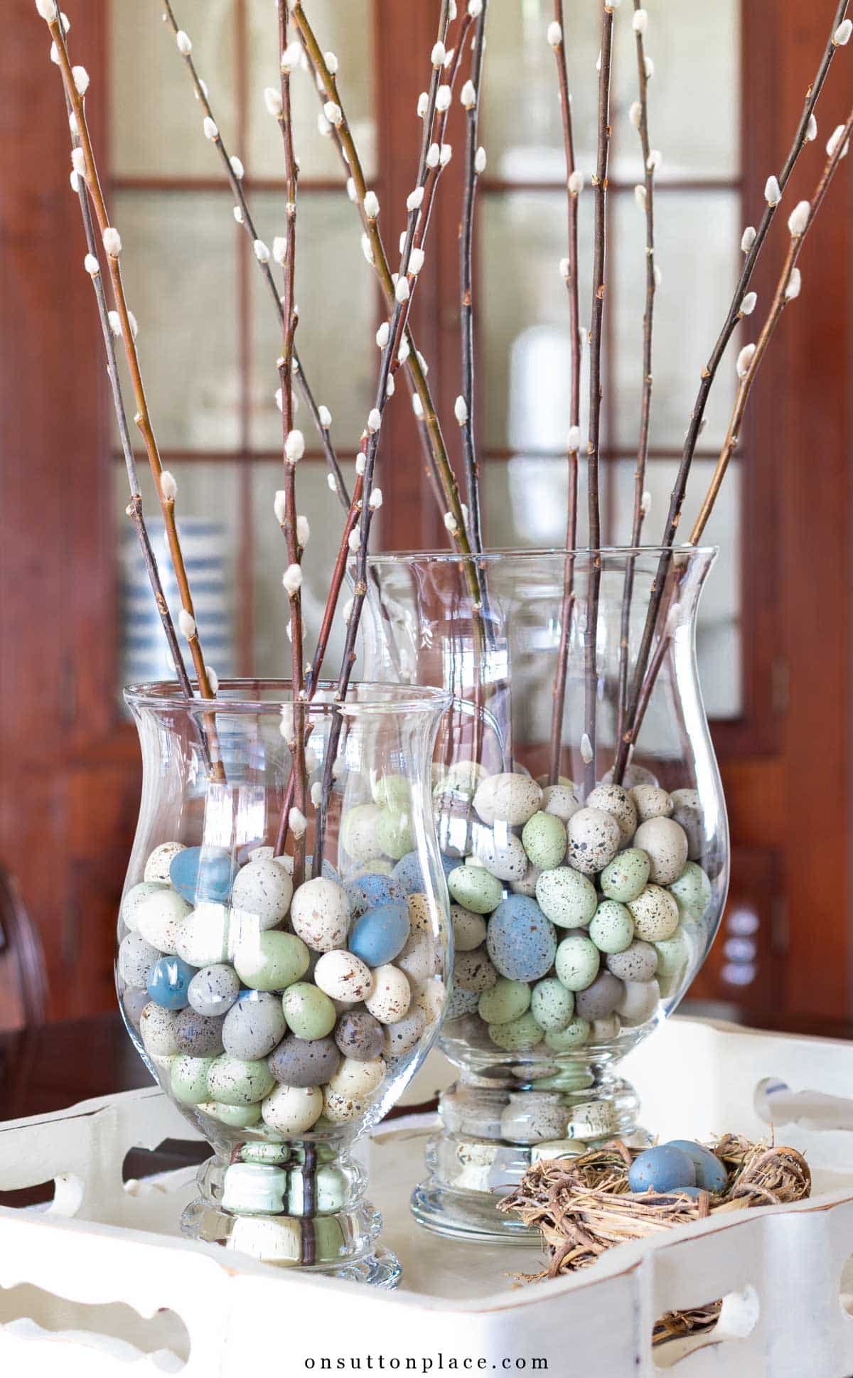 spring pussy willow centerpiece idea
