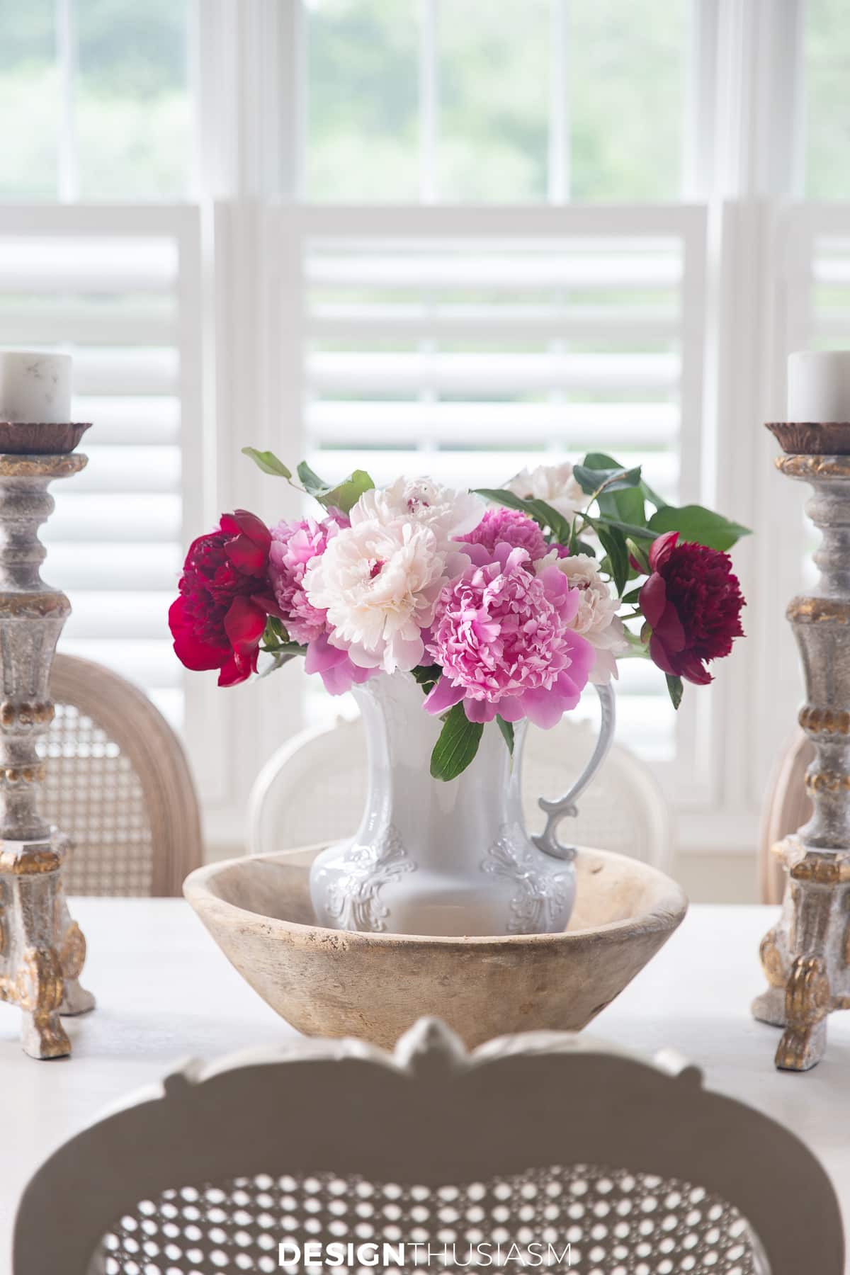 kitchen peony centerpiece