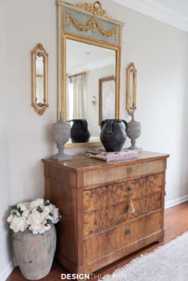 bureau with french mirror and sconces