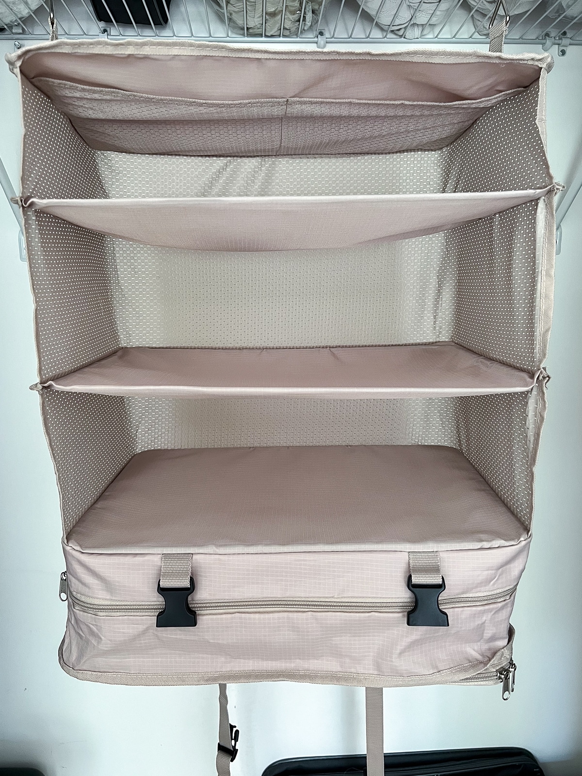 Hanging Closet Storage Bag with Collapsible 3-Shelf